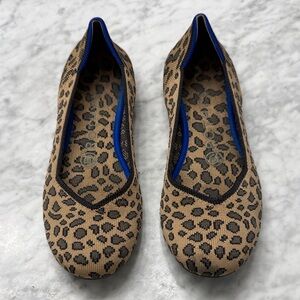 Rothy's Leopard Print Flats with Blue Trim